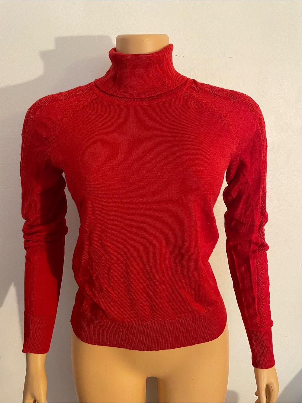 MILLY Red Turtleneck Long Sleeve Knit Top | S